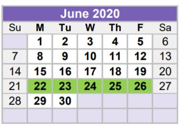 District School Academic Calendar for Midland Freshman High School for June 2020