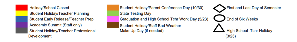 District School Academic Calendar Key for Midland Excel Campus