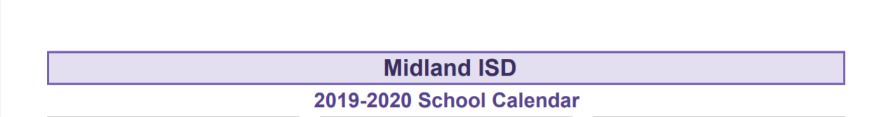 District School Academic Calendar for Midland Excel Campus