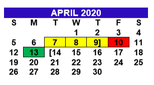 District School Academic Calendar for Cantu Elementary for April 2020