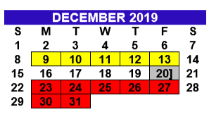 District School Academic Calendar for Bryan Elementary for December 2019