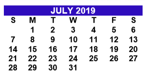 District School Academic Calendar for Alter Sch for July 2019