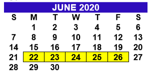 District School Academic Calendar for Alton Memorial Jr High for June 2020