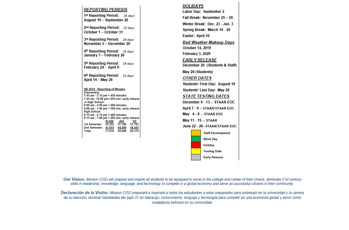 District School Academic Calendar Key for Alter Sch