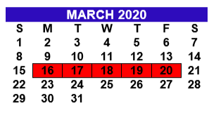 District School Academic Calendar for Bryan Elementary for March 2020