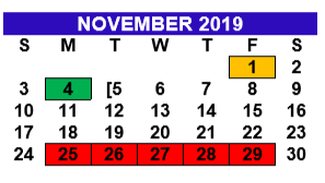 District School Academic Calendar for Carl C Waitz Elementary for November 2019