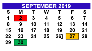 District School Academic Calendar for Alton Memorial Jr High for September 2019