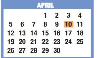 District School Academic Calendar for Memorial Intermediate for April 2020