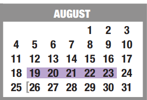 District School Academic Calendar for Oakrun School for August 2019