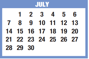 District School Academic Calendar for Memorial Elementary for July 2019