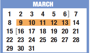 District School Academic Calendar for Memorial Intermediate for March 2020