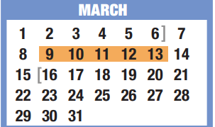 District School Academic Calendar for Memorial Elementary for March 2020