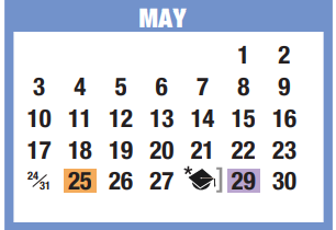 District School Academic Calendar for Memorial Intermediate for May 2020