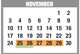 District School Academic Calendar for Memorial Pri for November 2019