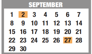 District School Academic Calendar for Memorial Elementary for September 2019