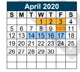 District School Academic Calendar for Porter Elementary for April 2020
