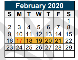 District School Academic Calendar for Valley Ranch Elementary for February 2020