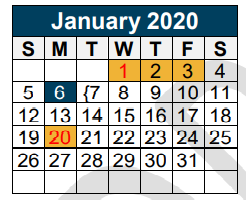 District School Academic Calendar for The Learning Ctr for January 2020