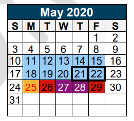 District School Academic Calendar for Sorters Mill Elementary School for May 2020