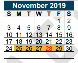 District School Academic Calendar for Keefer Crossing Middle School for November 2019