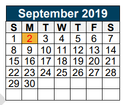 District School Academic Calendar for New Caney Sixth Grade Campus for September 2019