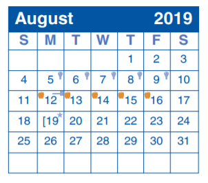 District School Academic Calendar for Colonial Hills Elementary School for August 2019