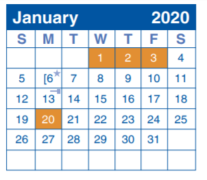 District School Academic Calendar for Ridgeview Elementary School for January 2020