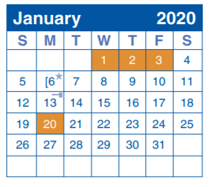 District School Academic Calendar for Adolescent Intervention Ctr for January 2020