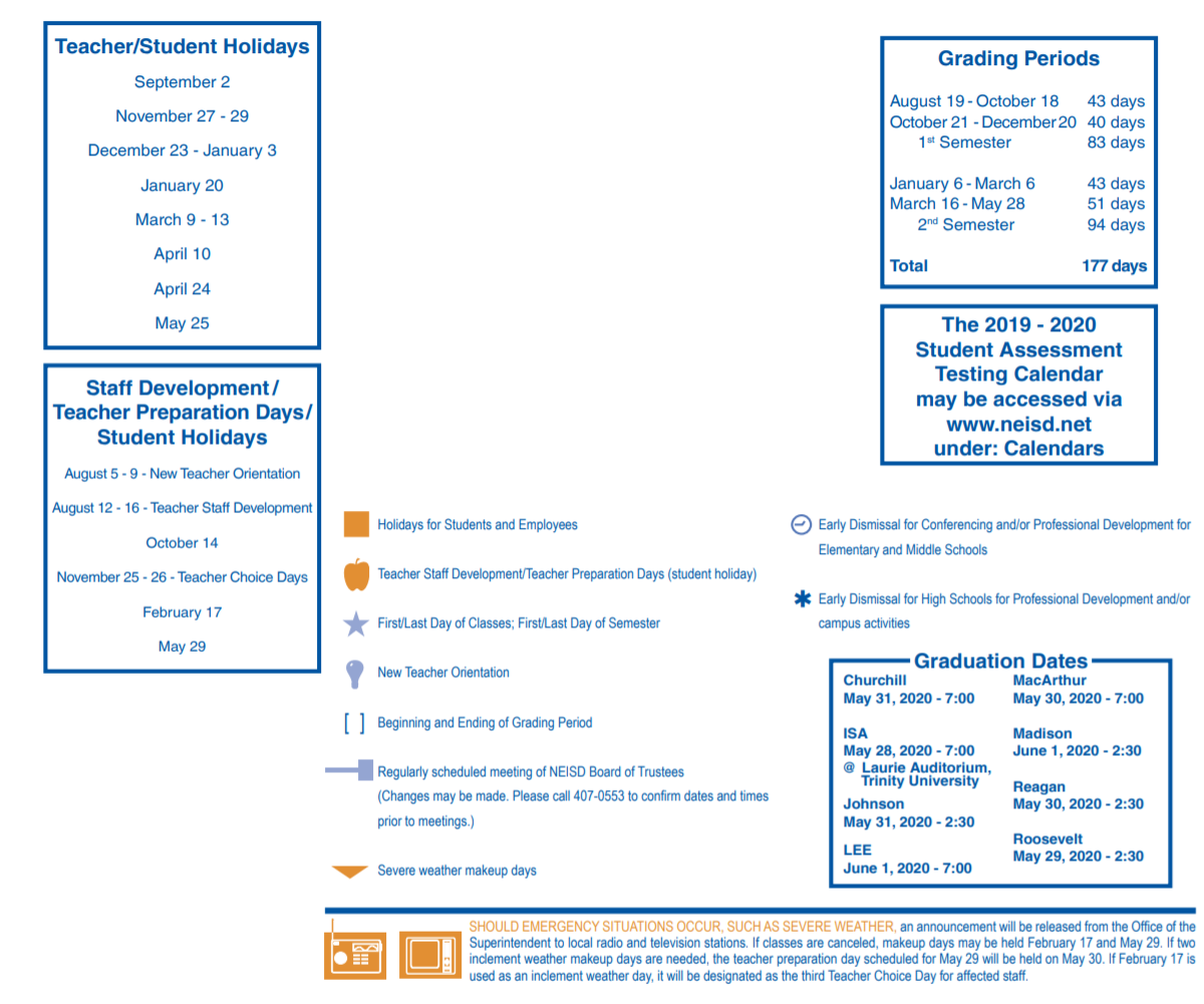 District School Academic Calendar Key for Children's Intervention