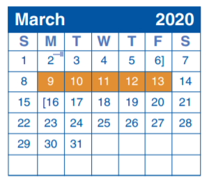 District School Academic Calendar for Alternative Elementary for March 2020