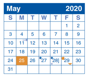 District School Academic Calendar for Huebner Elementary School for May 2020