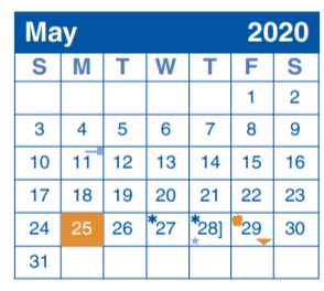 District School Academic Calendar for Bernard Harris Middle for May 2020