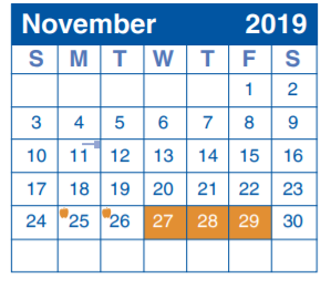 District School Academic Calendar for Thousand Oaks Elementary School for November 2019