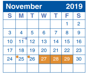 District School Academic Calendar for Eisenhower Middle for November 2019