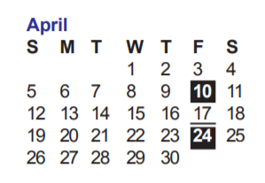 District School Academic Calendar for Leon Valley Elementary School for April 2020