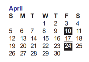 District School Academic Calendar for Vocational  Transition Program for April 2020