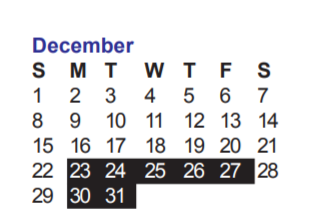 District School Academic Calendar for Michael Elementary School for December 2019
