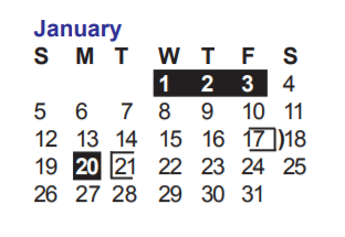 District School Academic Calendar for Michael Elementary School for January 2020