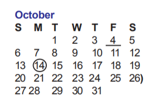 District School Academic Calendar for Steubing Elementary School for October 2019