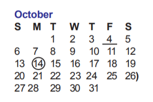 District School Academic Calendar for Northside School for October 2019