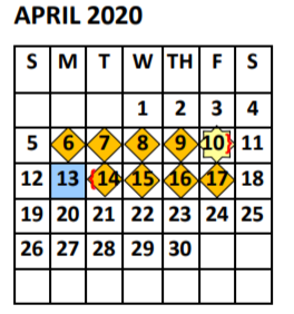 District School Academic Calendar for Doedyns Elementary for April 2020