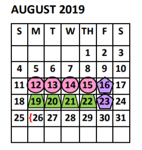 District School Academic Calendar for Leonel Trevino Elementary for August 2019