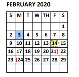 District School Academic Calendar for PSJA Memorial High School for February 2020