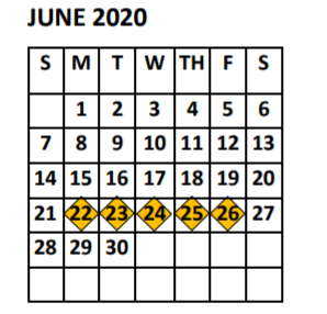 District School Academic Calendar for Doedyns Elementary for June 2020