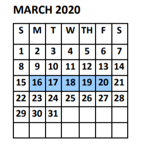 District School Academic Calendar for PSJA North High School for March 2020