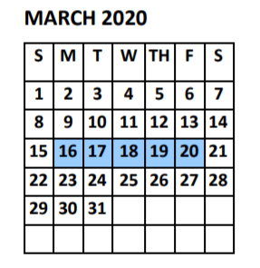 District School Academic Calendar for Doedyns Elementary for March 2020
