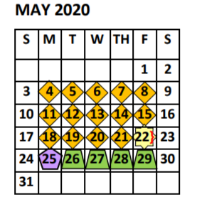 District School Academic Calendar for Yzaguirre Middle School for May 2020