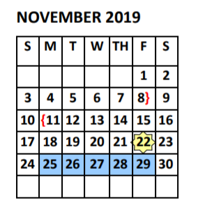 District School Academic Calendar for Dr William Long Elementary for November 2019