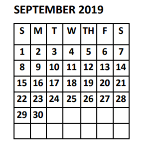 District School Academic Calendar for Franklin Elementary for September 2019