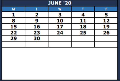 District School Academic Calendar for Dobie High School for June 2020